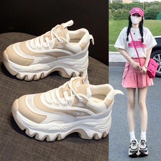 【LULU鞋服專櫃】 小個子內增高老爹鞋女ins潮2023夏季新款爆網麵透氣運動厚底鬆糕