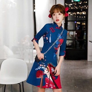 【如夢令】國潮旗袍改良中國風小個子短款女旗袍連衣裙新款