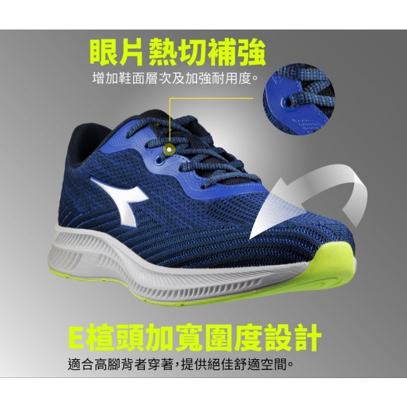 DIADORA 男鞋 輕量透氣 寬楦 Q彈緩震 吸震減壓 專業慢跑鞋 藍色 DA71321