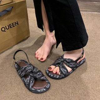 DAVINIE 純手工編織涼鞋 羅馬涼鞋 35-43碼 大碼女鞋平底夏季沙灘鞋ins百搭羅馬鞋子41配裙子涼鞋女