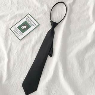 【台灣－出貨】領帶－韓版學生學院風日系格子領帶JK制服懶人領帶黑色男女通用潮流領帶
