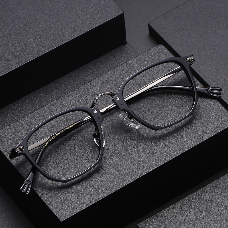 全框眼鏡眼鏡框9677板材玳瑁方框平光小框復古純鈦眼鏡架工廠直銷中性無logo尚宏眼鏡