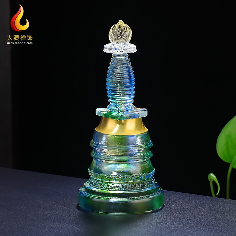☃彩色古法琉璃舍利塔擺件西藏式寶塔密宗擺件用品蓮花可打開嘎當塔結緣