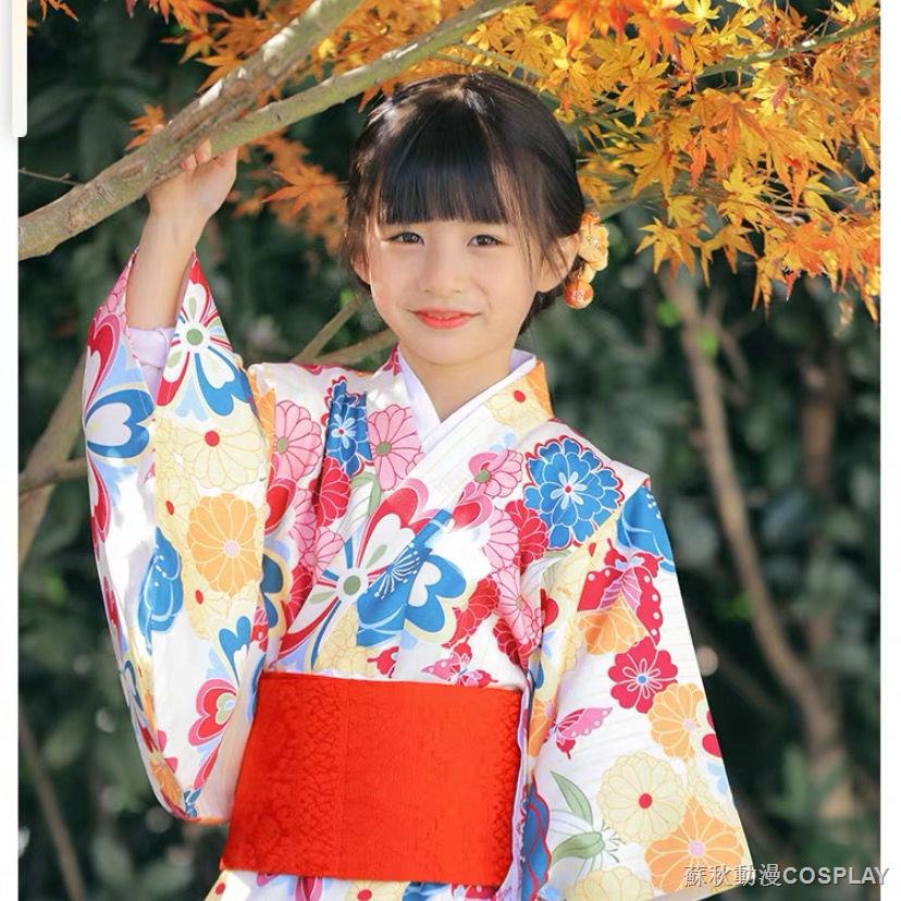 cosplay 服裝 兒童日本和服 小菊花日式浴衣連衣裙 演出服 攝影寫真道具 日系日式甜美和服 日式浴衣連衣裙