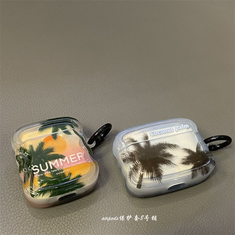 A.CE 韓國ins椰子樹airpods pro3代藍牙耳機保護套蘋果1/2二三代耳機殼