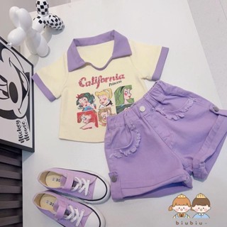 🎀biubiu童裝🎀女童夏季套裝2023新款網紅時髦短袖上衣小女孩百褶裙短褲兩件套潮