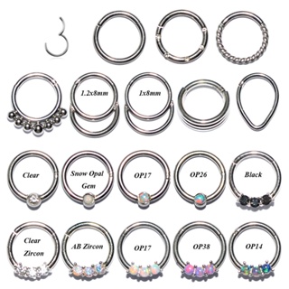 1PC Stainless Steel Septum Clicker Hoop Ring Nose Labret Ea