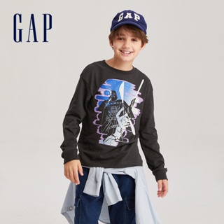 Gap 男童裝 Gap x Star Wars星際大戰聯名 純棉印花圓領長袖T恤-黑色(735940)