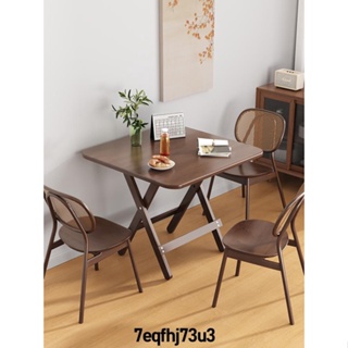 免運 純實木可折疊桌子餐桌家用小戶型方桌吃飯方形陽臺茶桌簡易飯桌7eqfhj73u3