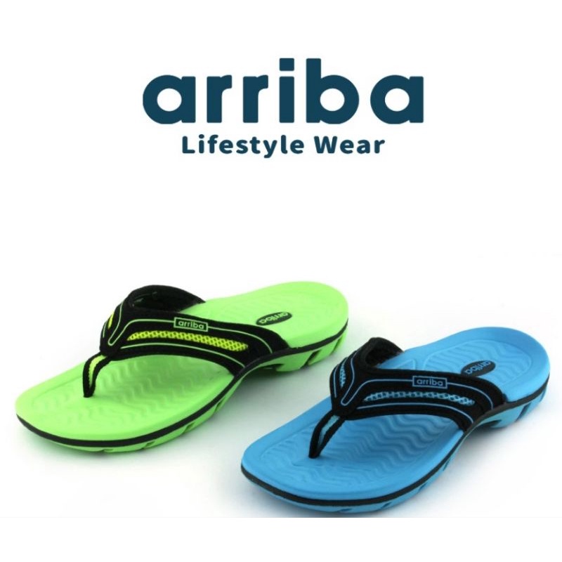 ARRIBA 艾樂跑童鞋 輕量柔軟 防水防滑 沙灘玩水 兒童夾腳拖鞋 藍色 綠色 TD6266