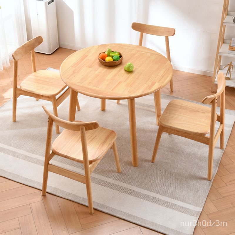 【廠傢直銷】全實木圓形折疊餐桌方桌變圓桌小戶型傢兩用現代多功能伸縮木飯桌 YHUA