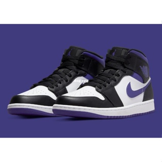 Nike Air Jordan 1 Mid White Black Purple 白黑紫 男休閒鞋 554724-095