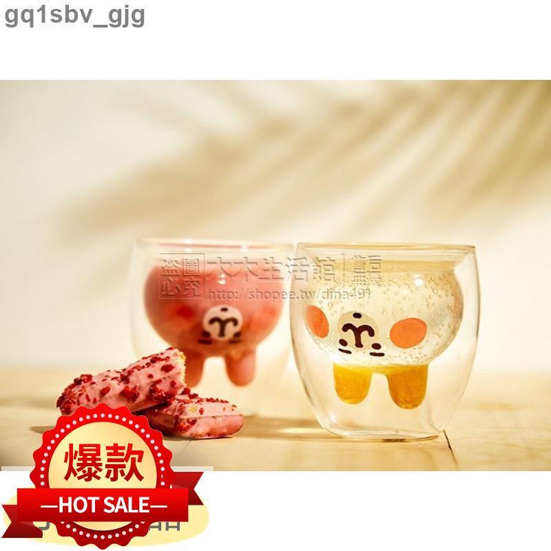 📣📣【熱銷】【特價138】日本卡娜赫拉kanahei粉紅兔兔透明雙層玻璃杯臺灣限定貓爪杯