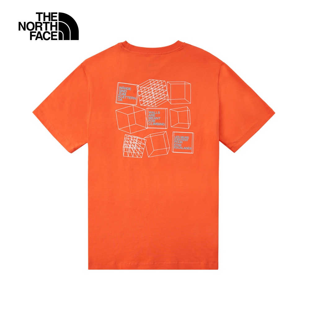 The North Face北面男款橘色吸濕排汗3D元素印花短袖T恤｜7WF7LV3