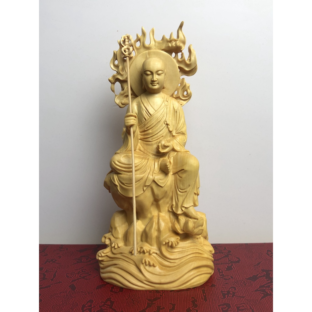 789小葉黃楊木雕大愿地藏王菩薩佛像擺件家居車載寺廟供奉裝飾工藝品