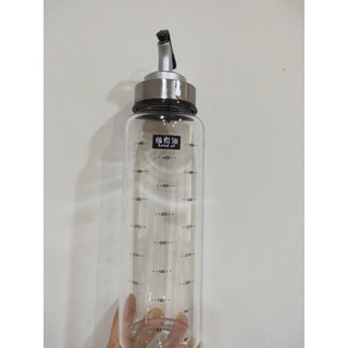 玻璃按壓式大容量刻度油壺罐500ml耐高溫密封防漏油瓶油罐調味瓶