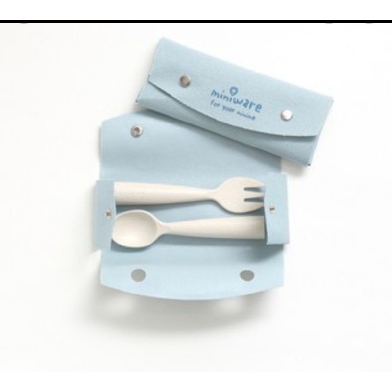 全新miniware叉子湯匙組合有藍色收納袋
