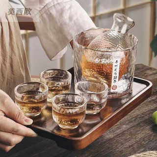 美西歐🔥日式清酒壺套裝 酒具 溫酒壺日式 日式清酒壺 錘紋玻璃杯 果酒杯 米酒白酒燙酒器 清酒壺 燒酒壺