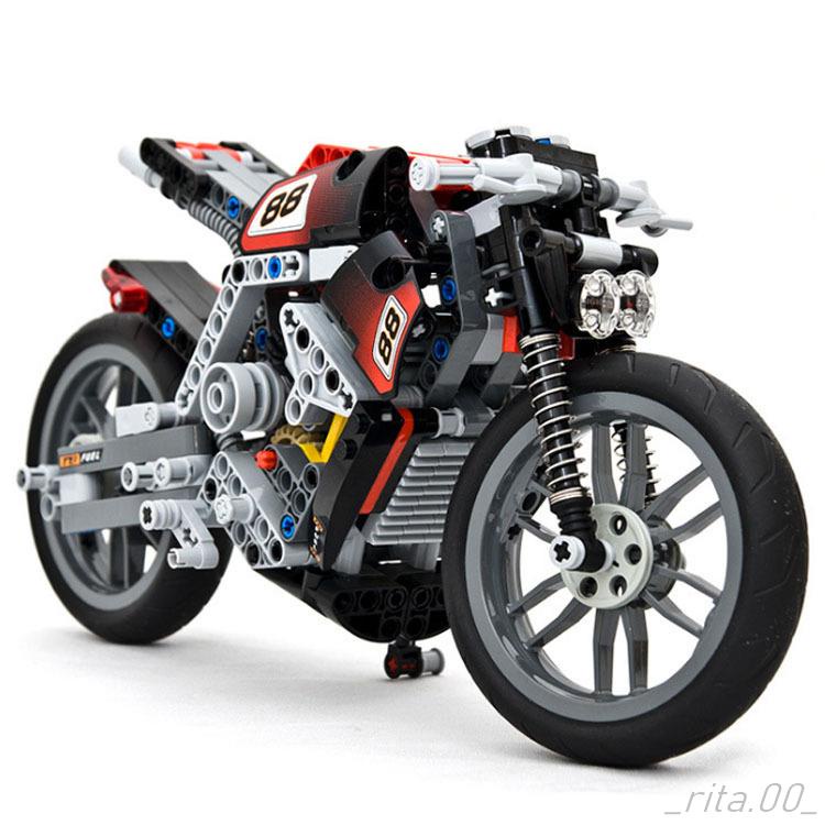 現貨 摩托車機車哈雷積木模型手辦兼容樂高科技類機械組積木摩托車賽車跑車越野車模型積木拼裝玩具