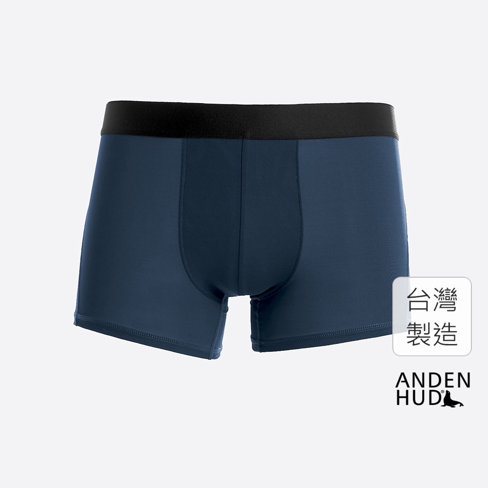 【Anden Hud】男款_吸濕排汗機能系列．短版變化平口內褲(龐德藍-AH馬鞭) 台灣製
