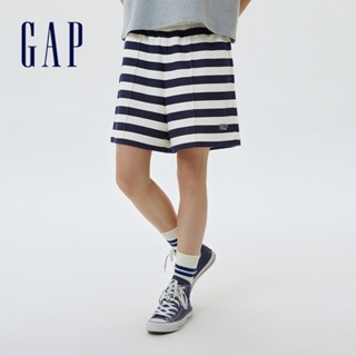 Gap 女裝 Logo高腰鬆緊短褲-海軍藍條紋(660790)