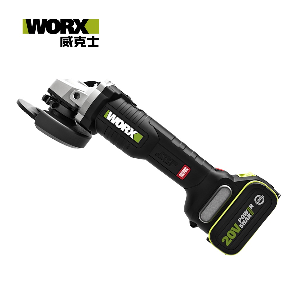 WORX 威克士 20V 100mm 鋰電無刷平面砂輪機-雙電池套裝組(WU808)