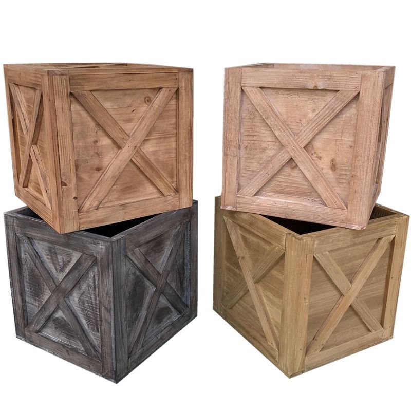 限時免運木箱子複古正方形實木頭舊道具儲物傢用定製整理大號原木質收納箱