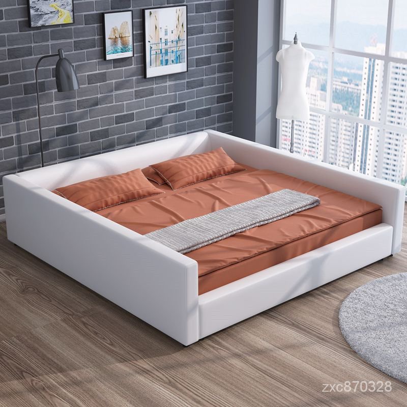 榻榻米床現代簡約主臥雙人大床親子床2.2米2.4米超大床帶圍欄大床 PN6M