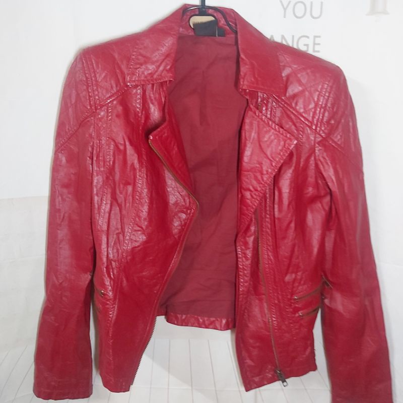 專櫃紅色IROO真皮外套，F,太多低價出清