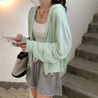 【LULU鞋服專櫃】夏季冰絲透氣防曬衣女學生韓版寬鬆潮ins風百搭薄款外穿拉鏈外套