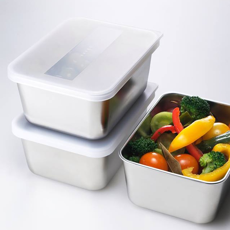 “新品”日本eatco304不銹鋼保鮮盒 長方形冰箱收納盒帶蓋食品水果冷凍盒.p7