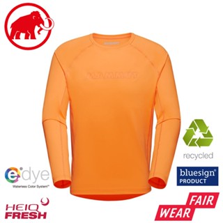 【MAMMUT 長毛象 男 Selun FL LS 機能LOGO長袖T恤《柑桔橘》】1016-01440/排汗衣