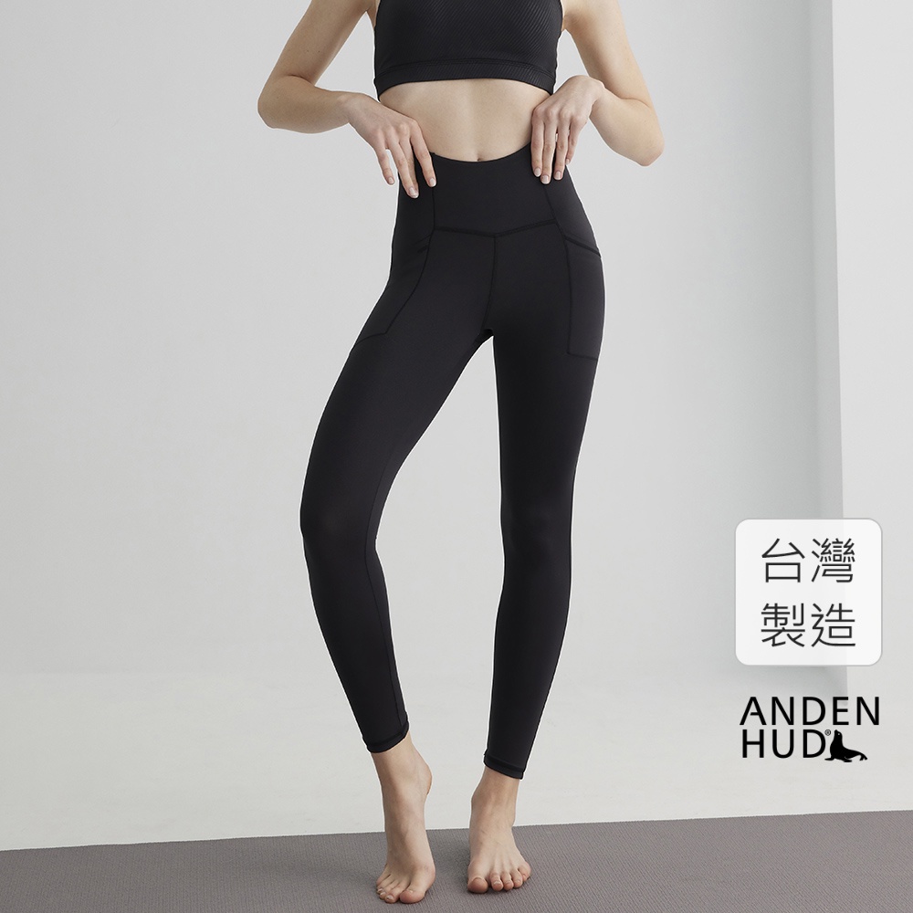 【Anden Hud】下身_Back to Basics．口袋運動瑜珈緊身褲(黑色) 台灣製