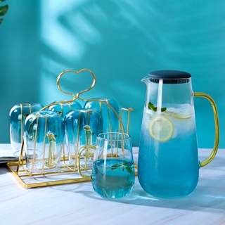 ins風北歐云石玻璃杯家用水杯茶杯透明簡約耐熱客廳喝水杯子套裝