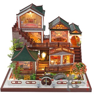 [丸匠手作坊]附防塵罩 墨韻香榭小屋袖珍屋 交換禮物 DIY手作 迷你屋 生日禮物 聖誕禮物 弘達 DIY小屋 娃娃