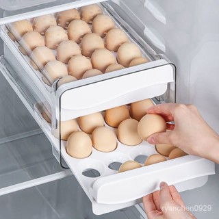【嚴選精品 限時特惠】冰箱鷄蛋收納盒廚房蛋盒收納整理盒大容量專用蛋託抽屜式鷄蛋盒 J2WU