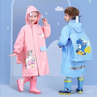 💗台灣熱銷💗兒童雨衣套裝男童女童小學生幼兒園中大童雨披加厚連體帶大書包位 ZURO