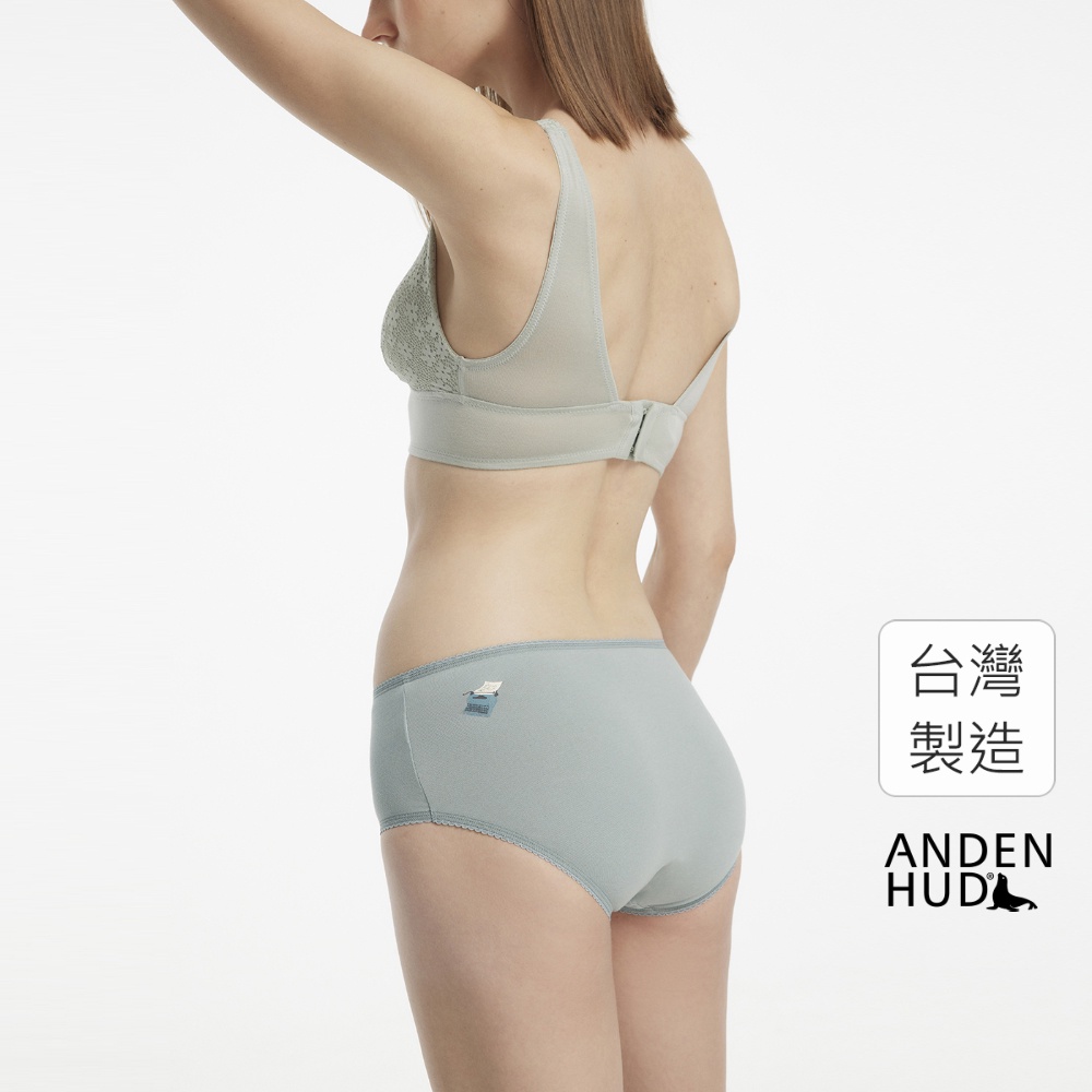 【Anden Hud】愛的語言．花邊高腰三角內褲(淵藍-打字機) 純棉台灣製