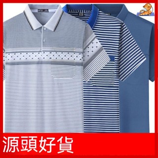 🔥【中老年男裝】夏裝涼感冰絲排汗透氣速乾短袖t恤翻領上衣 polo衫男 爸爸衣服PPLO衫 新款夏天中老年男士短袖體恤