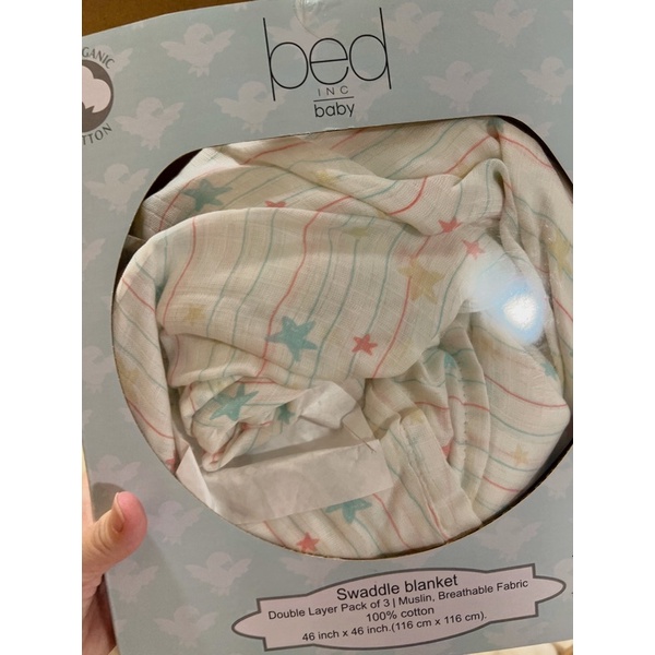 (全新)COSTCO 好市多 Bed Inc Baby 雙層紗布巾有機棉組 116 X 116公分