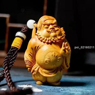 金滿堂開光風水黃楊木雕刻納福鐘馗手把件吊墜隨身崖柏木雕把玩招財鎮宅中式擺件
