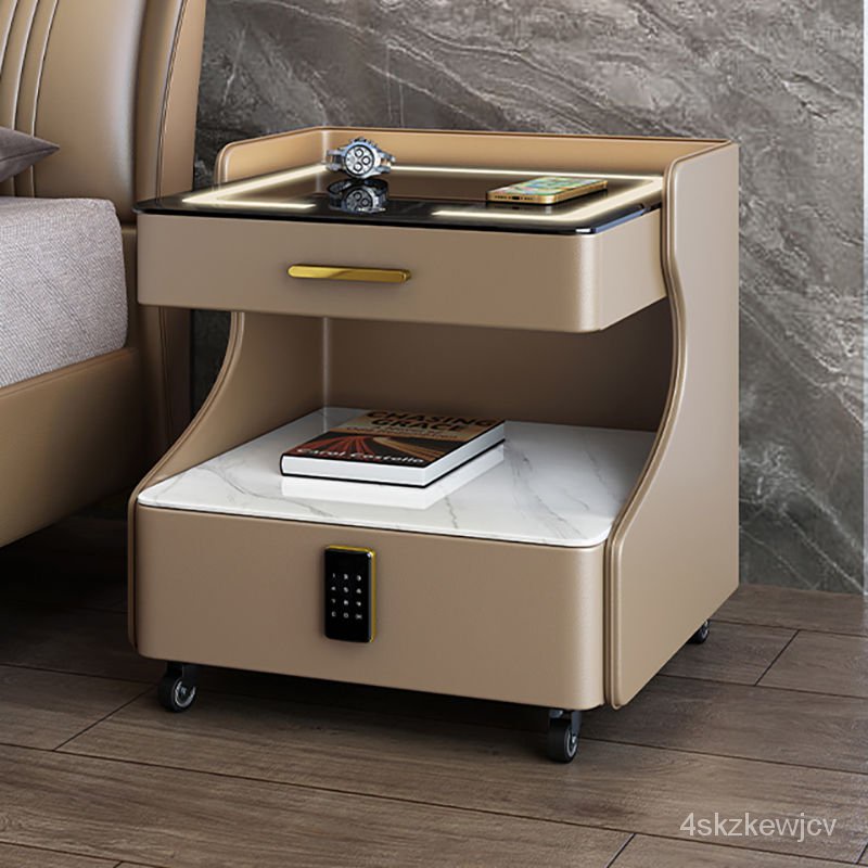 『 支援安裝』 床頭櫃2023新款輕奢智能可移動式簡約皮質居傢臥室無綫充電儲物櫃 2CQ7