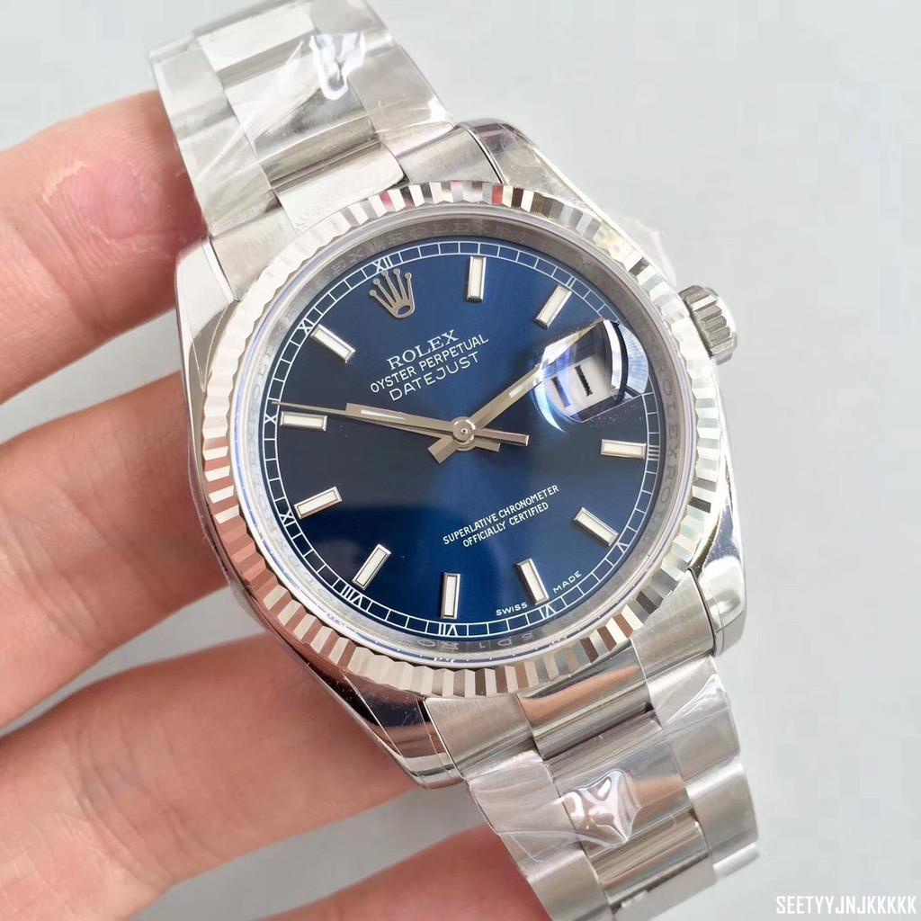 凯丽二手-實拍 Rolex 勞力士 手錶 自動機械錶 男士商務腕錶 不銹鋼材質錶帶 爆款 男錶 藍盤 送老公七夕禮品