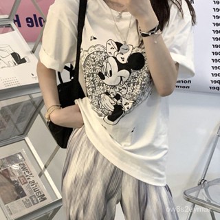 GP實拍 女裝 耐看服飾 大尺碼寬鬆上衣 韓國女裝 可愛衣服2021新款韓版學生白色短袖圓領上衣ins寬鬆百搭愛心卡通