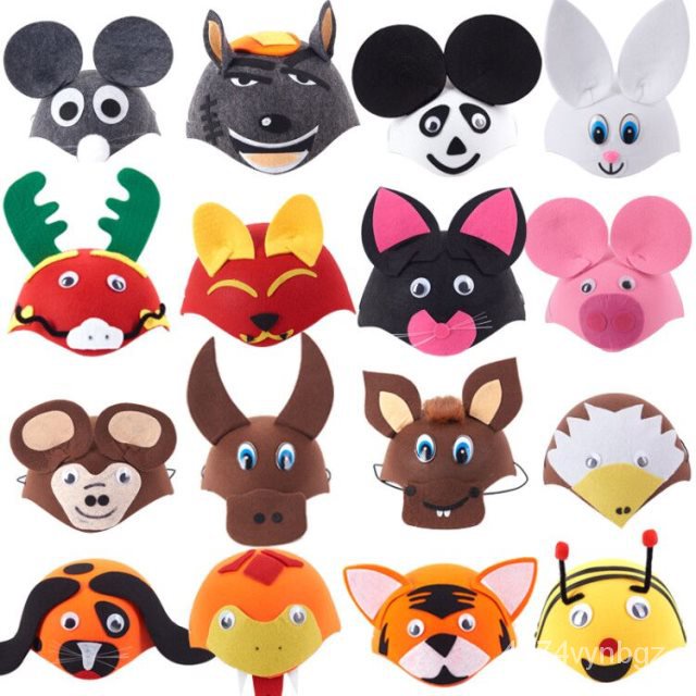 【子悅優選】幼兒園錶演裝扮道具兒童兔子老鼠卡通動物頭飾可愛小動物帽子頭套 BG2Q
