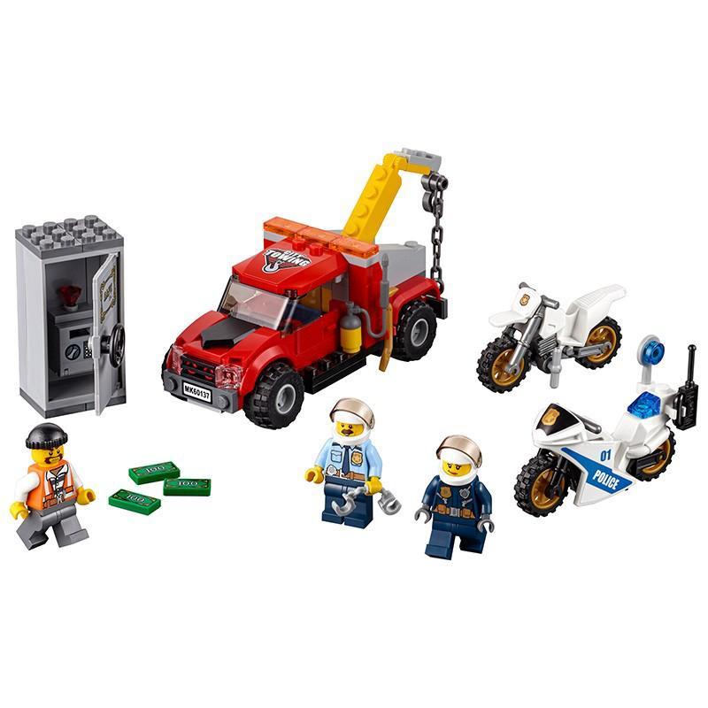 城市積木 玩具 10655城市系列警察追蹤重型拖車兼容樂高警車積木拼裝男孩子玩具