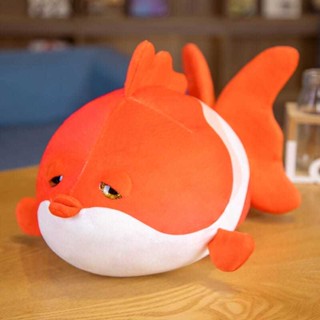 新品模擬3d羽絨棉娃娃創意嘟嘟嘴魚金魚玩偶毛絨玩具比目魚抱枕觀賞魚