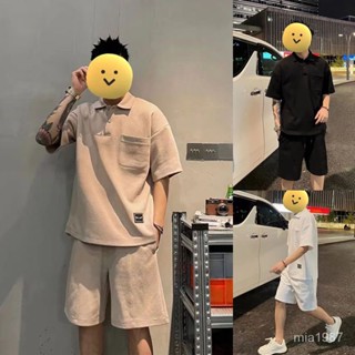 【精品男裝】短袖套裝男夏季韓版潮流T恤短褲polo衫一套網紅潮牌衣服休閒運動 NSKO