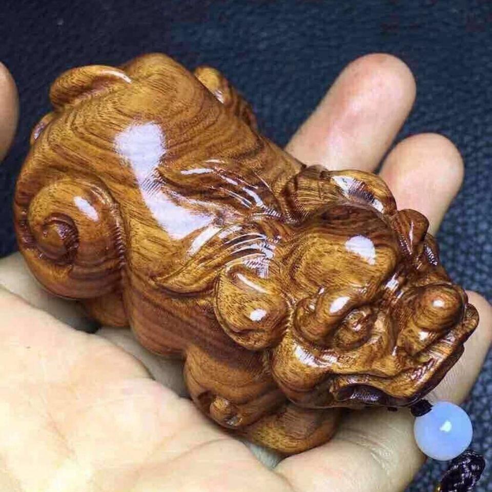 越南黃花梨招財貔貅木雕手把件手工實木雕刻可把玩可擺件的工藝品