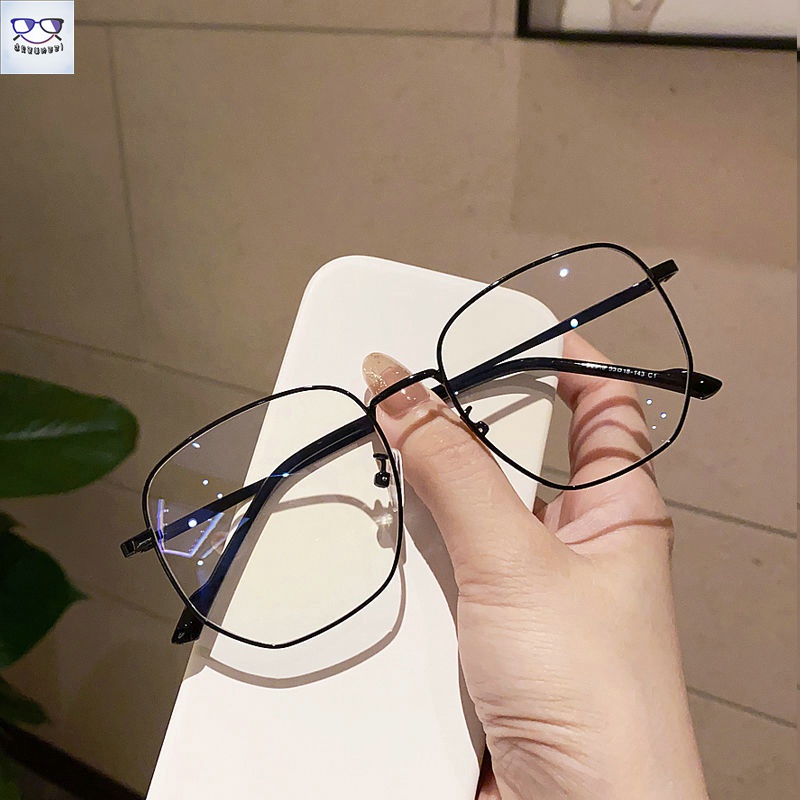 近視眼鏡 氣質金絲多邊形平光鏡男素顏眼鏡架韓版網紅款眼鏡框可配近視眼睛